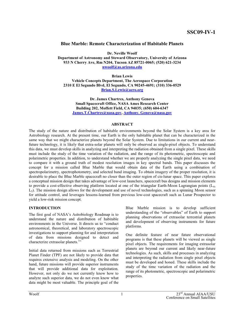 Blue Marble: Remote Characterization of Habitable Planets