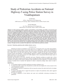 Study of Pedestrian Accidents on National Highway-5 Using Police Station Survey in Visakhapatnam