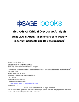 Methods of Critical Discourse Analysis