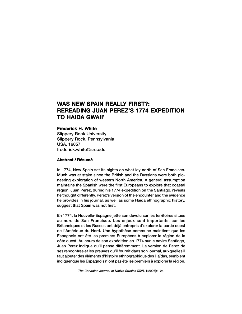 Rereading Juan Perez's 1774 Expedition to Haida Gwaii
