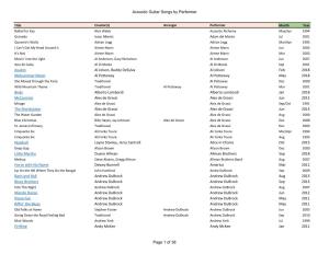 AG Song List 1990 to 2018 by Performer