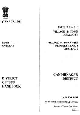 District Census Handbook, Gandhinagar, Part XII a & B, Series-7