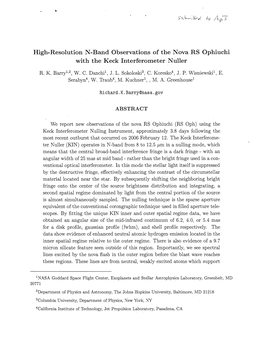 High-Resolution N-Band Observations of the Nova RS Ophiuchi with the Keck Interferometer Nuller