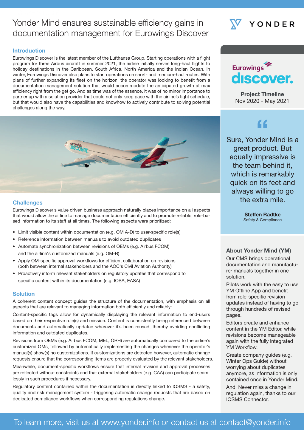 210428 RL Eurowings Discover Fact Sheet for Bees Airline