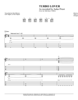 Judas Priest (From the 1986 Album TURBO) Transcribed by Pete Billmann, Words and Music by Rob Halford, Glenn Colin Higgins, & Paul Pappas Tipton, & K.K