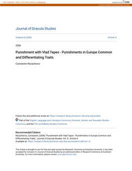 Punishment with Vlad Tepes - Punishments in Europe Common and Differentiating Traits