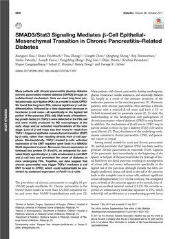 SMAD3/Stat3 Signaling Mediates Β-Cell Epithelial-Mesenchymal