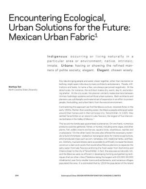 Encountering Ecological, Urban Solutions for the Future: Mexican Urban Fabric1