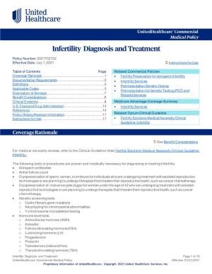 Infertility Diagnosis and Treatment – Commercial Medical Policy