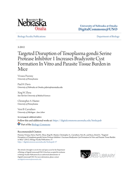 Targeted Disruption of Toxoplasma Gondii Serine Protease Inhibitor 1