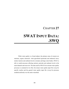 Swat Input Data: .Swq