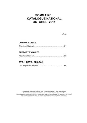 Sommaire Catalogue National Octobre 2011