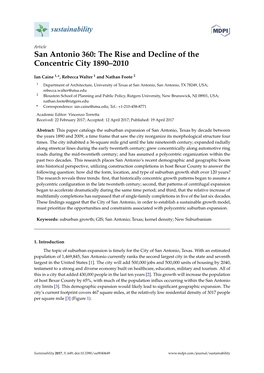 San Antonio 360: the Rise and Decline of the Concentric City 1890–2010