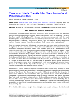 From the Other Shore: Russian Social Democracy After 1921'