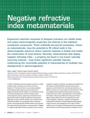 Negative Refractive Index Metamaterials