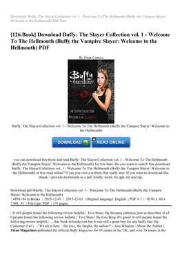 Download Buffy: the Slayer Collection Vol. 1 - Welcome to the Hellmouth (Buffy the Vampire Slayer: Welcome to the Hellmouth) PDF