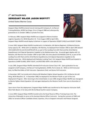 1ST BATTALION NCO SERGEANT MAJOR JASON MOFFITT United States Marine Corps