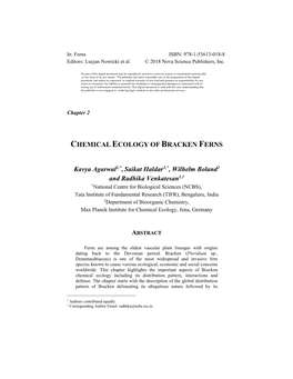 Chemical Ecology of Bracken Ferns