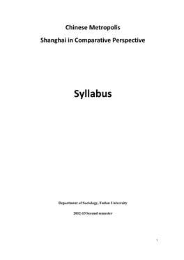 The Chinese Metropolis:Shanghai in Comparative Perspective