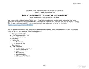 List of Designated Food Scraps Generators