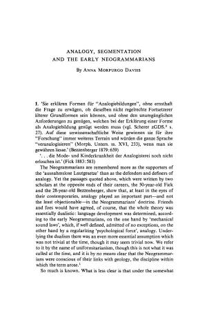 Analogy, Segmentation and the Early Neogrammarians