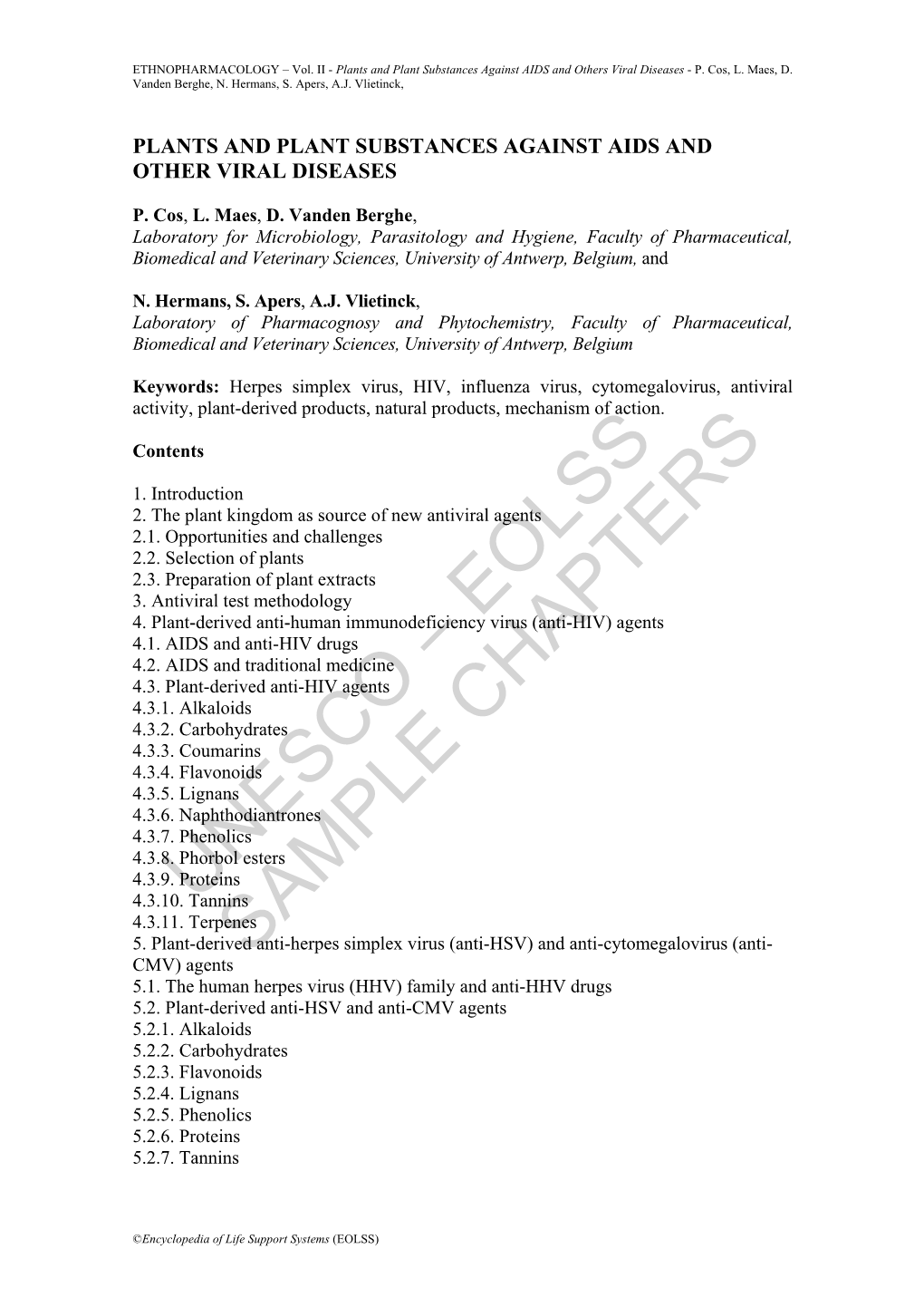 Plants and Plant Substances Against AIDS and Others Viral Diseases - P