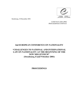 2Nd EUROPEAN CONFERENCE on NATIONALITY