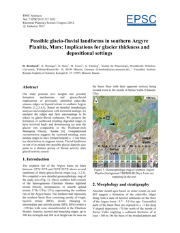 Possible Glacio-Fluvial Landforms in Southern Argyre Planitia, Mars: Implications for Glacier Thickness and Depositional Settings