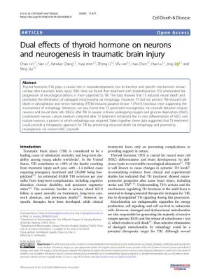 Dual Effects of Thyroid Hormone on Neurons and Neurogenesis