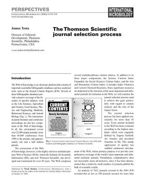 The Thomson Scientific Journal Selection Process