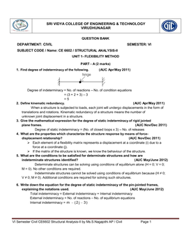 Unit 1- Flexibility Method