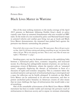 Black Lives Matter in Wartime