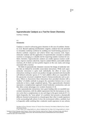 Supramolecular Catalysts Green Chemistry