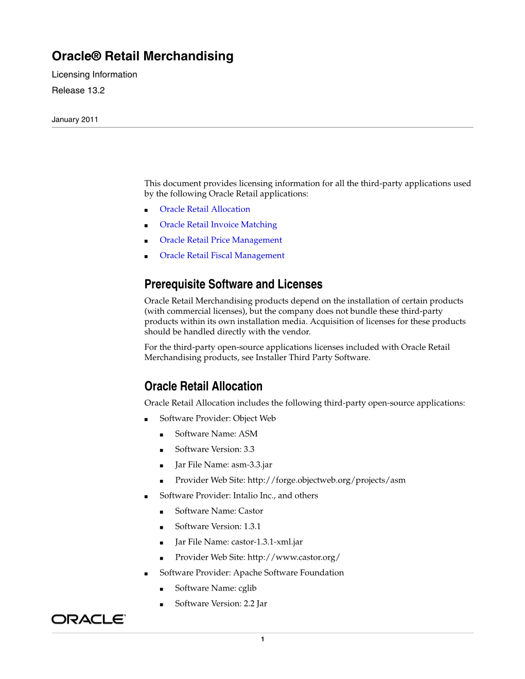 Oracle® Retail Merchandising Licensing Information Release 13.2