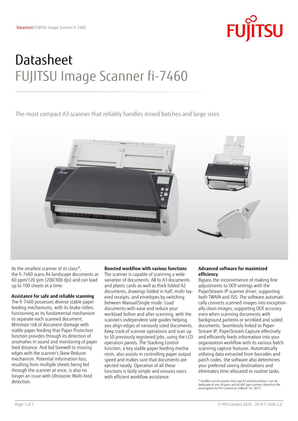 FUJITSU Image Scanner Fi-7460 Datasheet