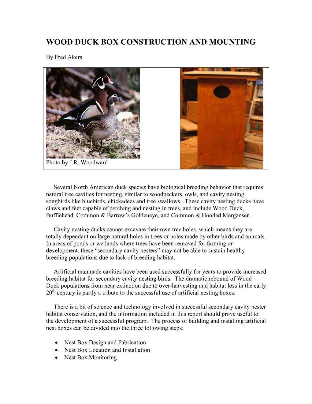 Wood Duck Box Plans