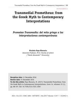 Transmedial Prometheus: from the Greek Myth to Contemporary Interpretations | 88
