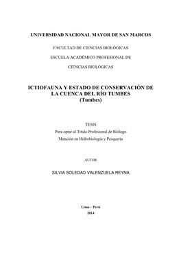 ICTIOFAUNA Y ESTADO DE CONSERVACIÓN DE LA CUENCA DEL RÍO TUMBES (Tumbes)