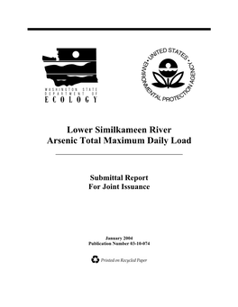 Lower Similkameen River Arsenic Total Maximum Daily Load