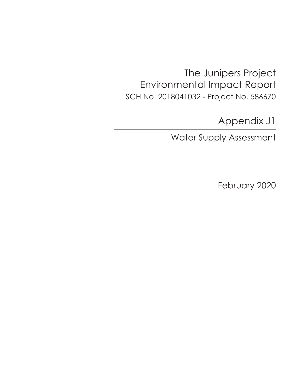 Appendix J1, Water Supply Assessment PDF 935 K