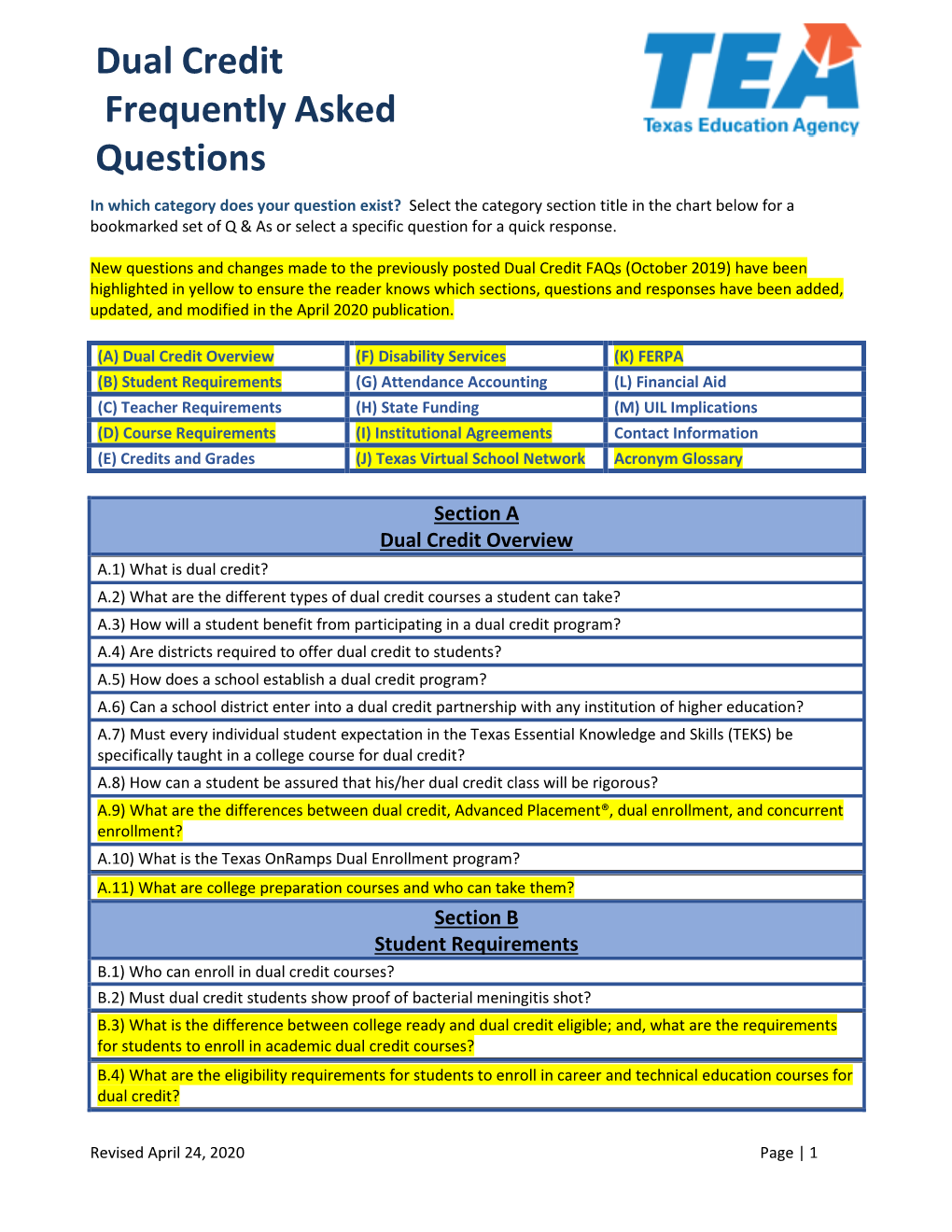 Dual Credit Frequently Asked Questions