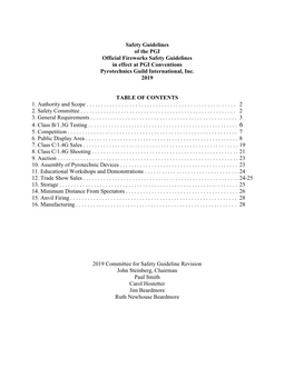 Safety Guidelines of the PGI Official Fireworks Safety Guidelines in Effect at PGI Conventions Pyrotechnics Guild International, Inc