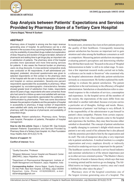 Gap Analysis Between Patients' Expectations and Services