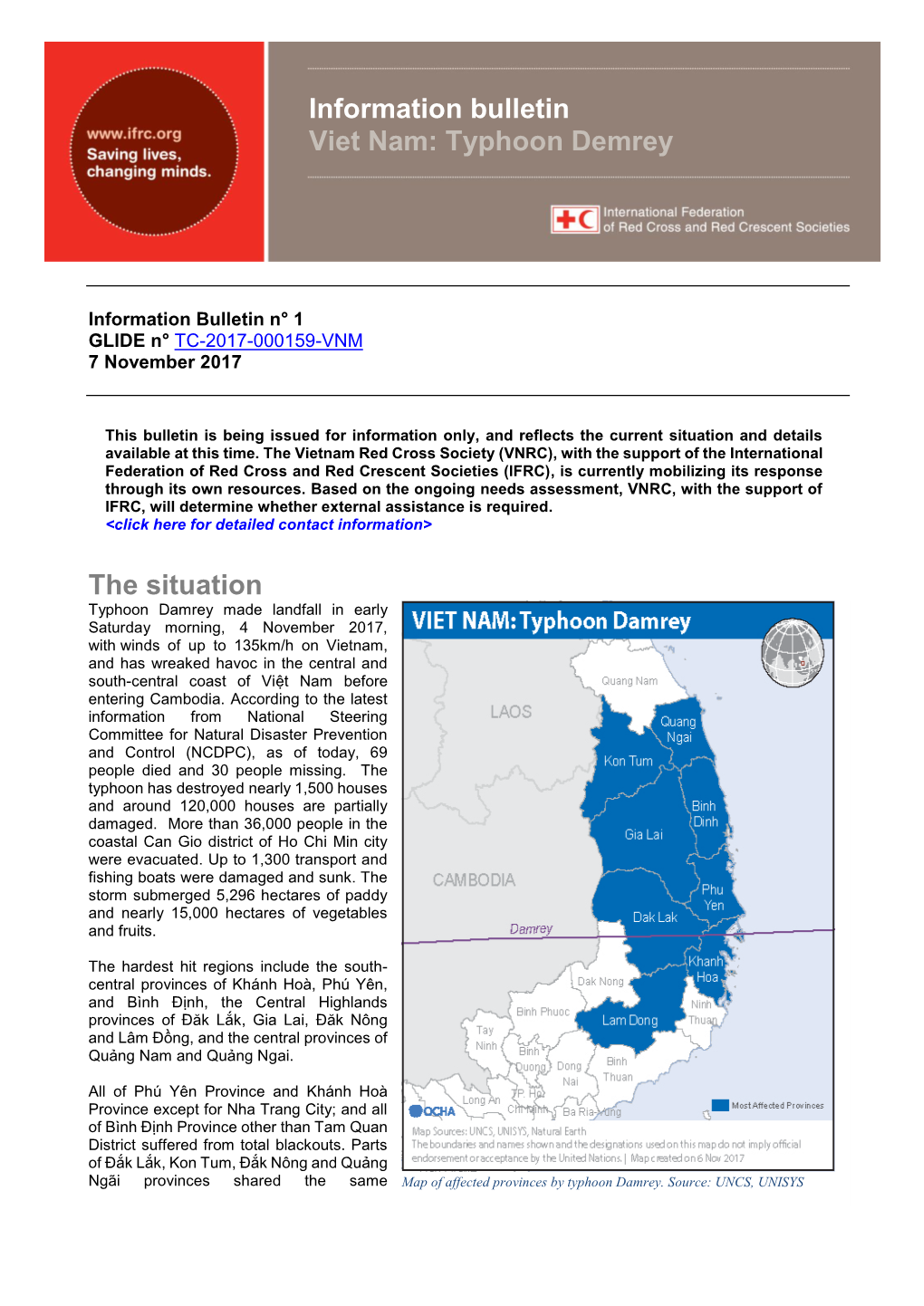 The Situation Information Bulletin Viet Nam: Typhoon Demrey
