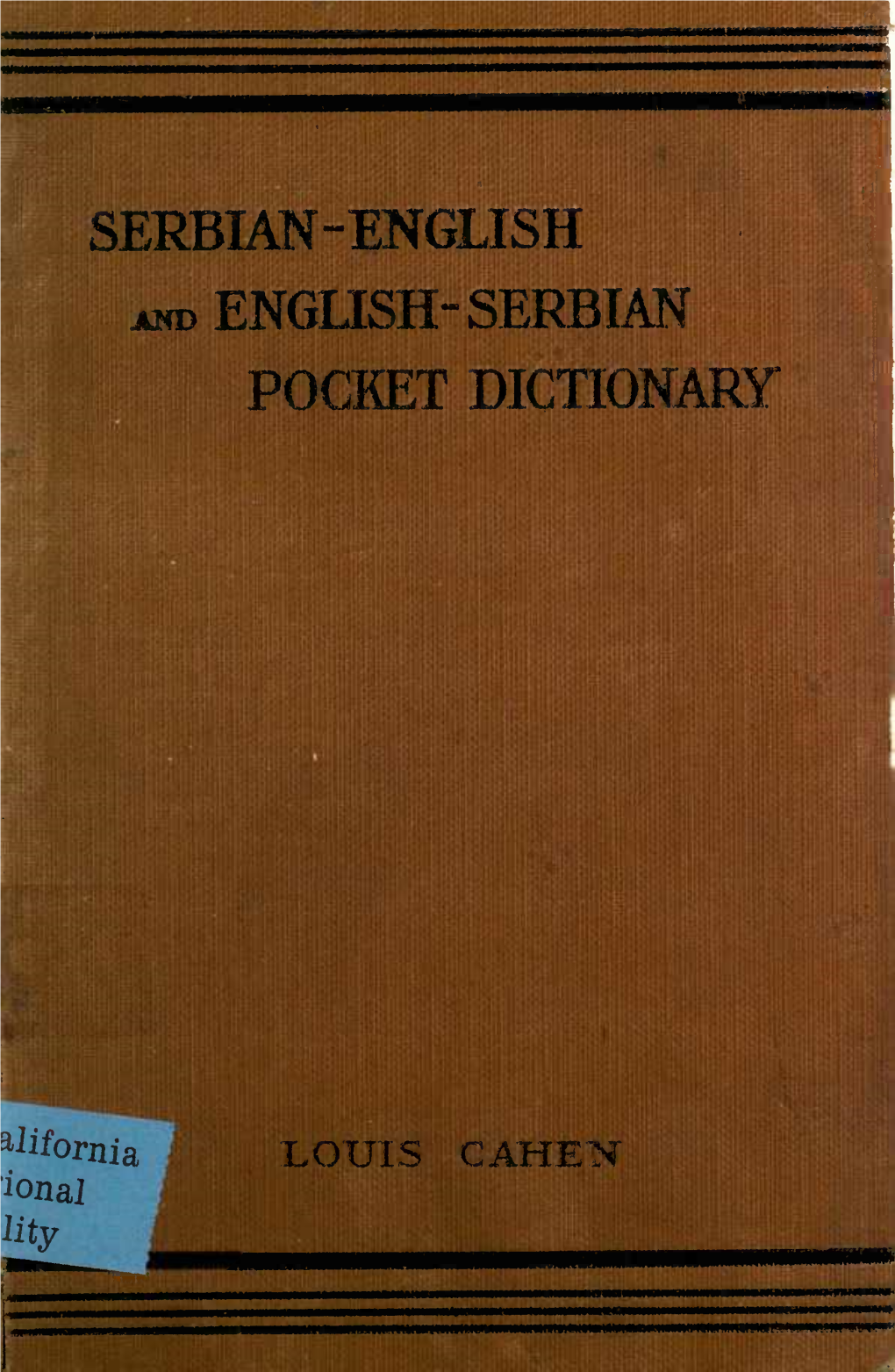 Serbian-English English- Serbian Pocket Dictionary