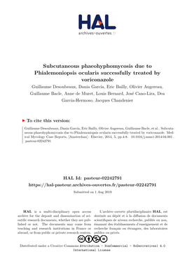 Subcutaneous Phaeohyphomycosis Due to Phialemoniopsis Ocularis