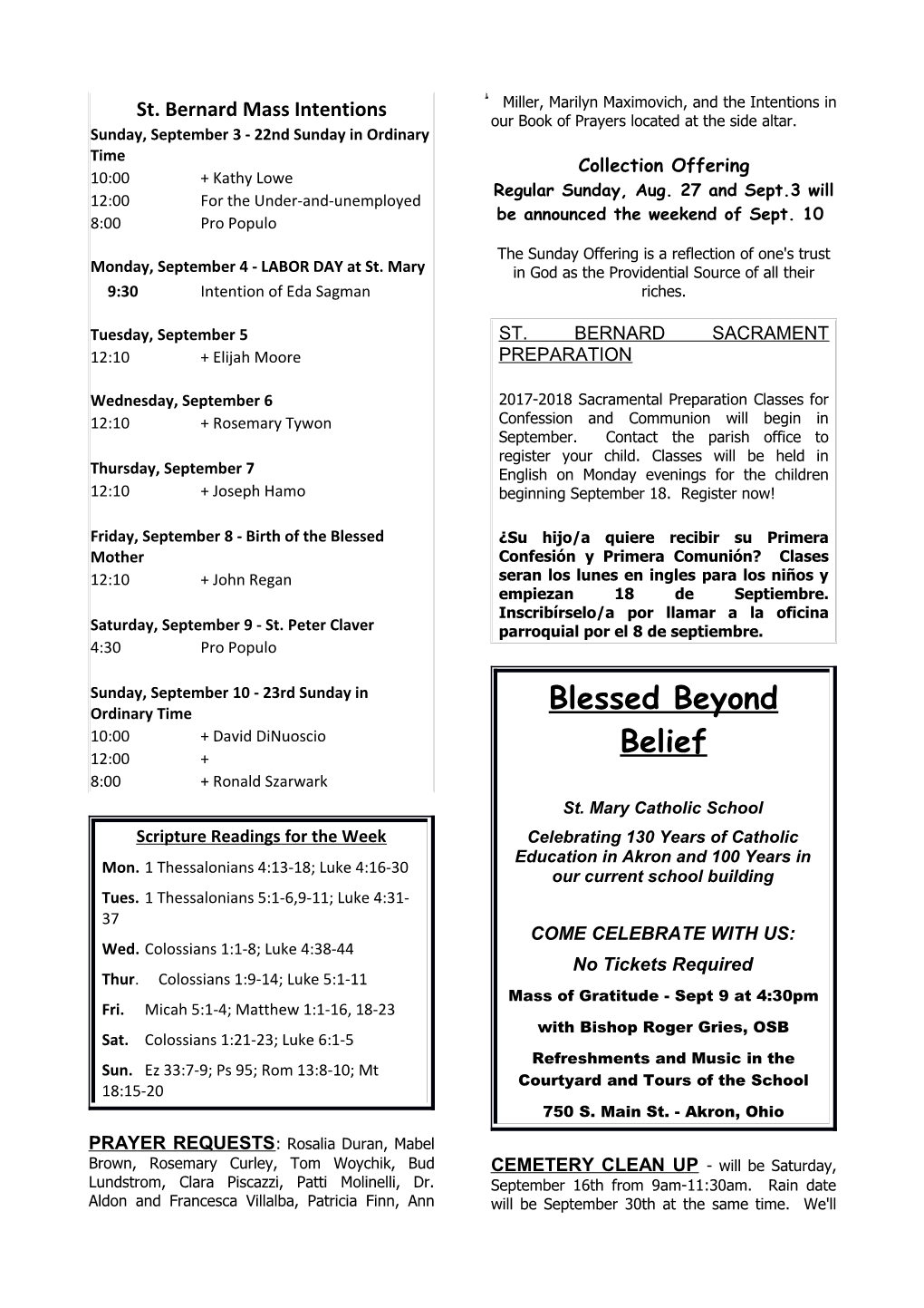 St. Bernard Mass Intentions s1