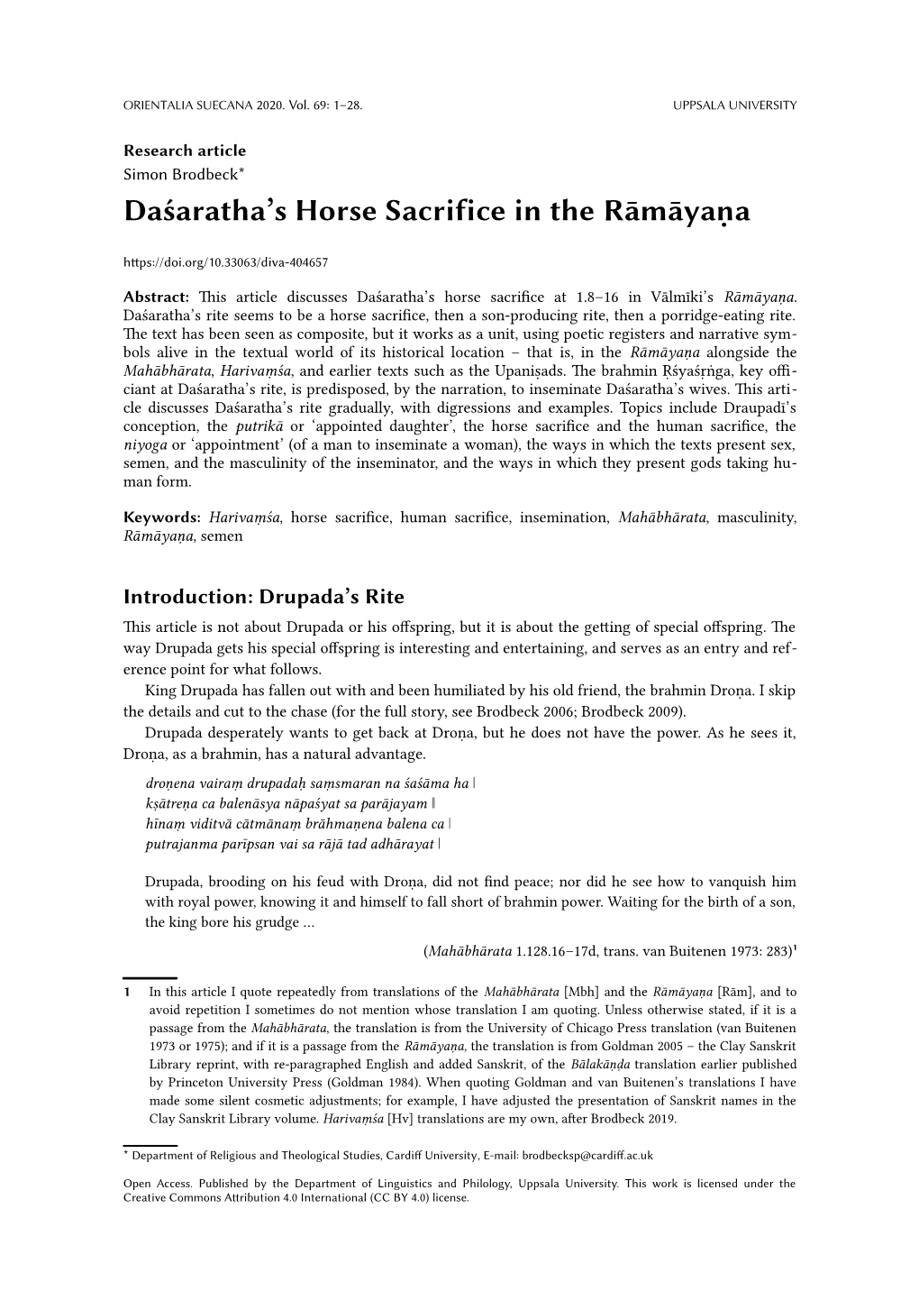 Daśaratha's Horse Sacrifice in the Rāmāyaṇa