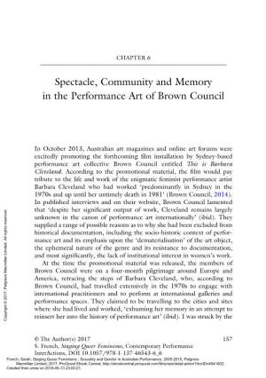 Spectacle, Community and Memory in the Performance Art of Brown Council