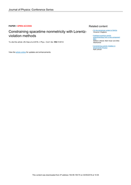 Constraining Spacetime Nonmetricity with Lorentz